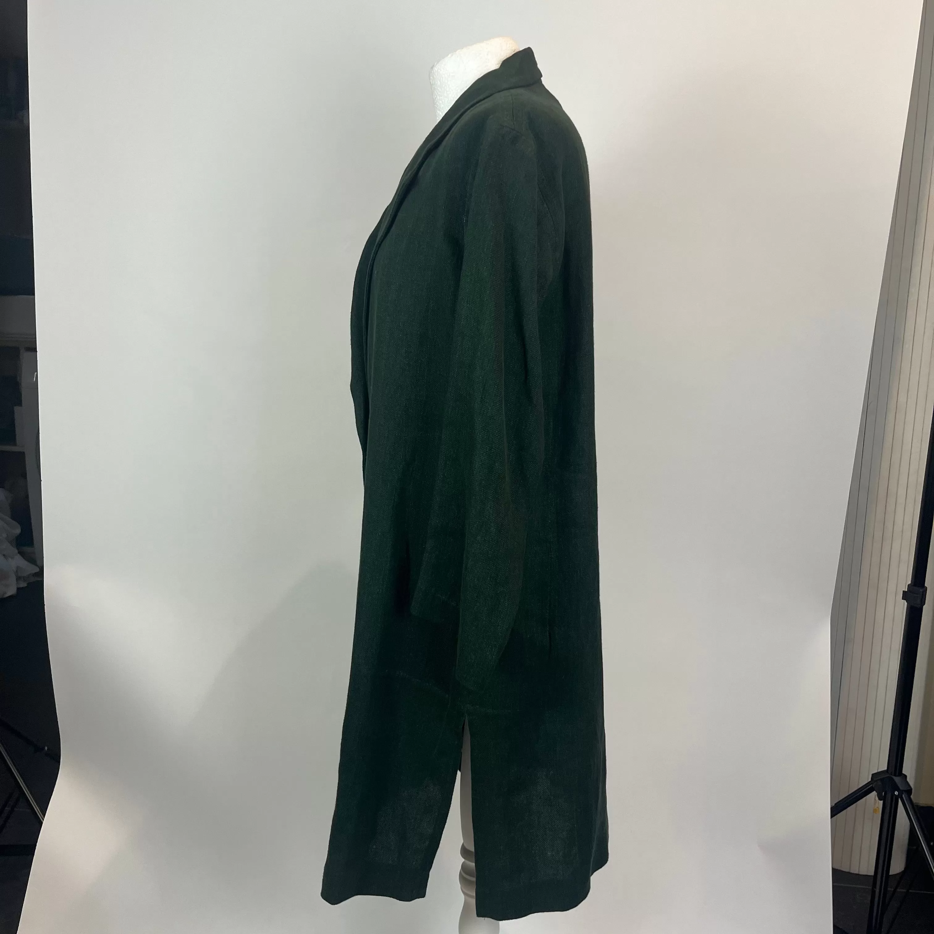 Diega Brand New Forest Green Linen Unlined Coat XS/S/M