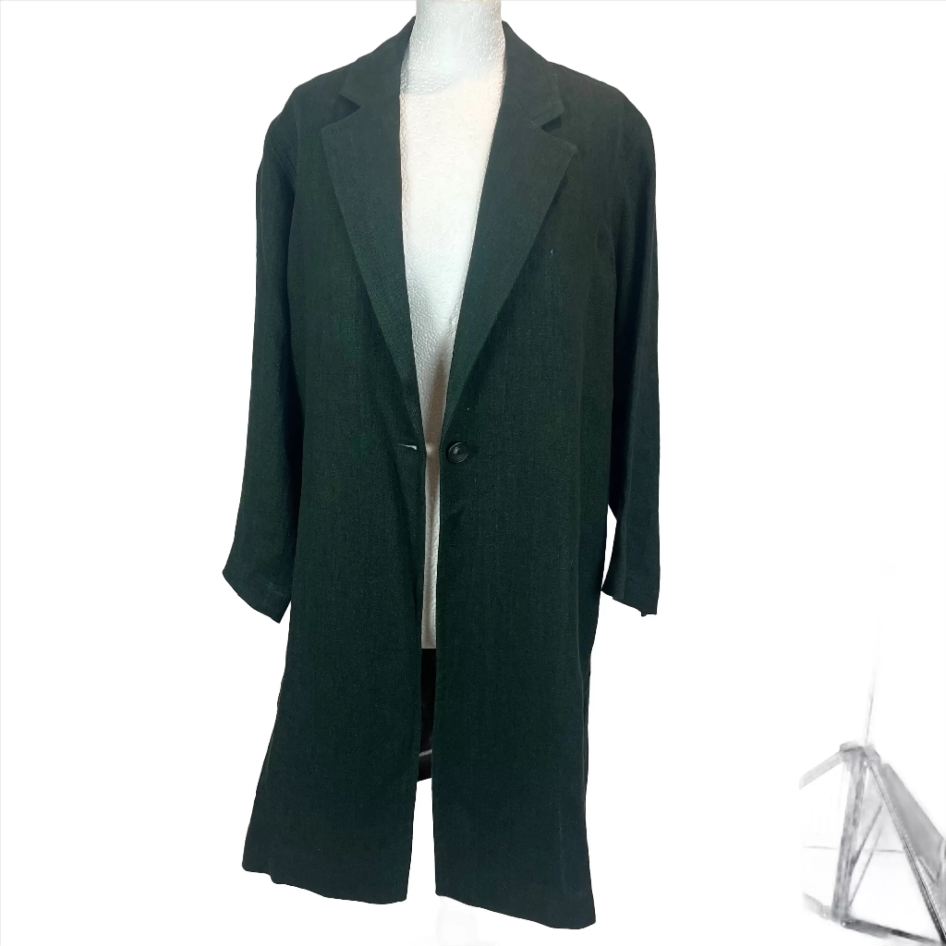 Diega Brand New Forest Green Linen Unlined Coat XS/S/M