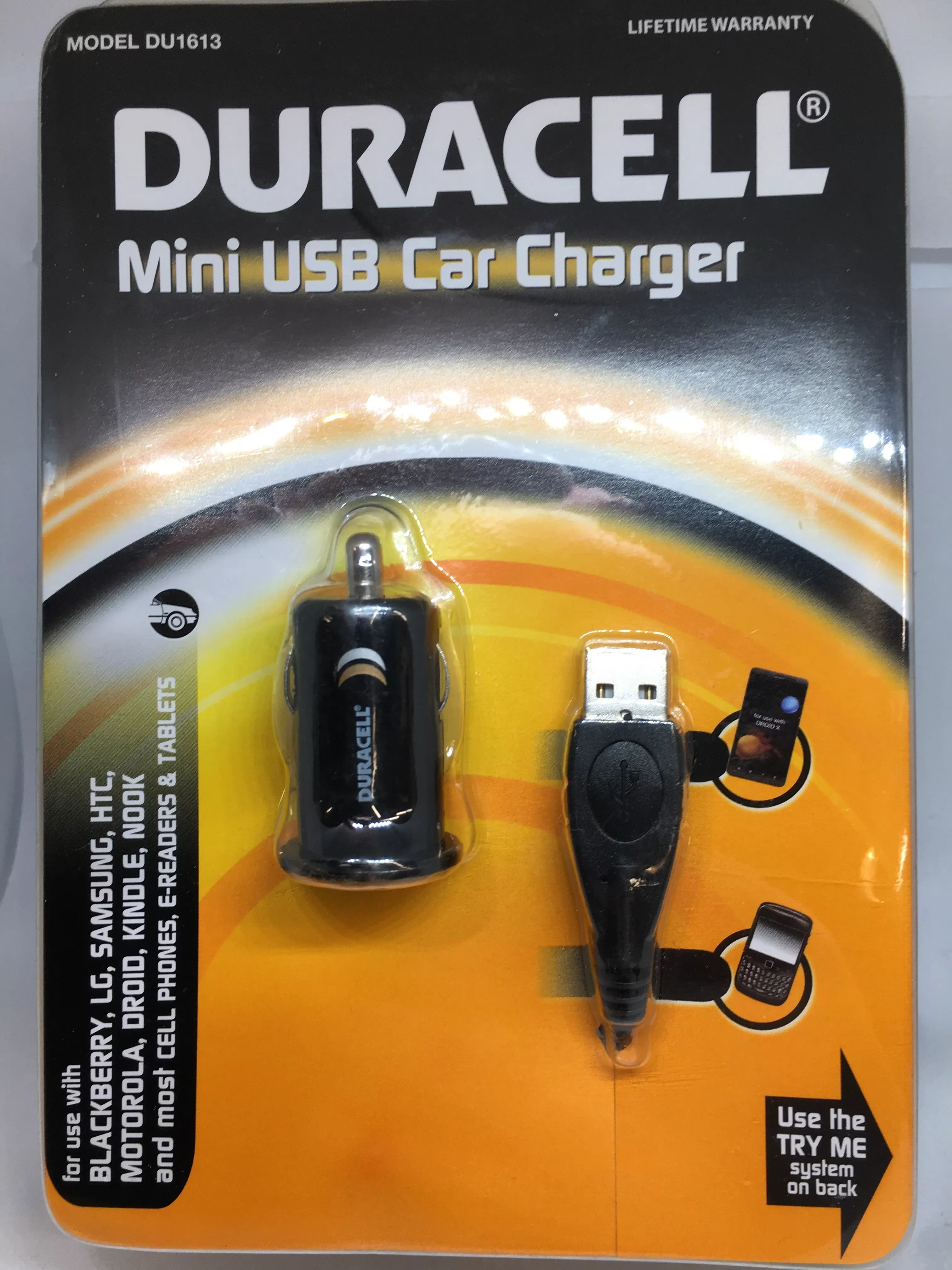 Duracell Mini USB Car Charger with 2 Switchable Charging Cables-Micro & Others