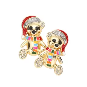 Enamel Santa Bear Stone Embellished Earrings