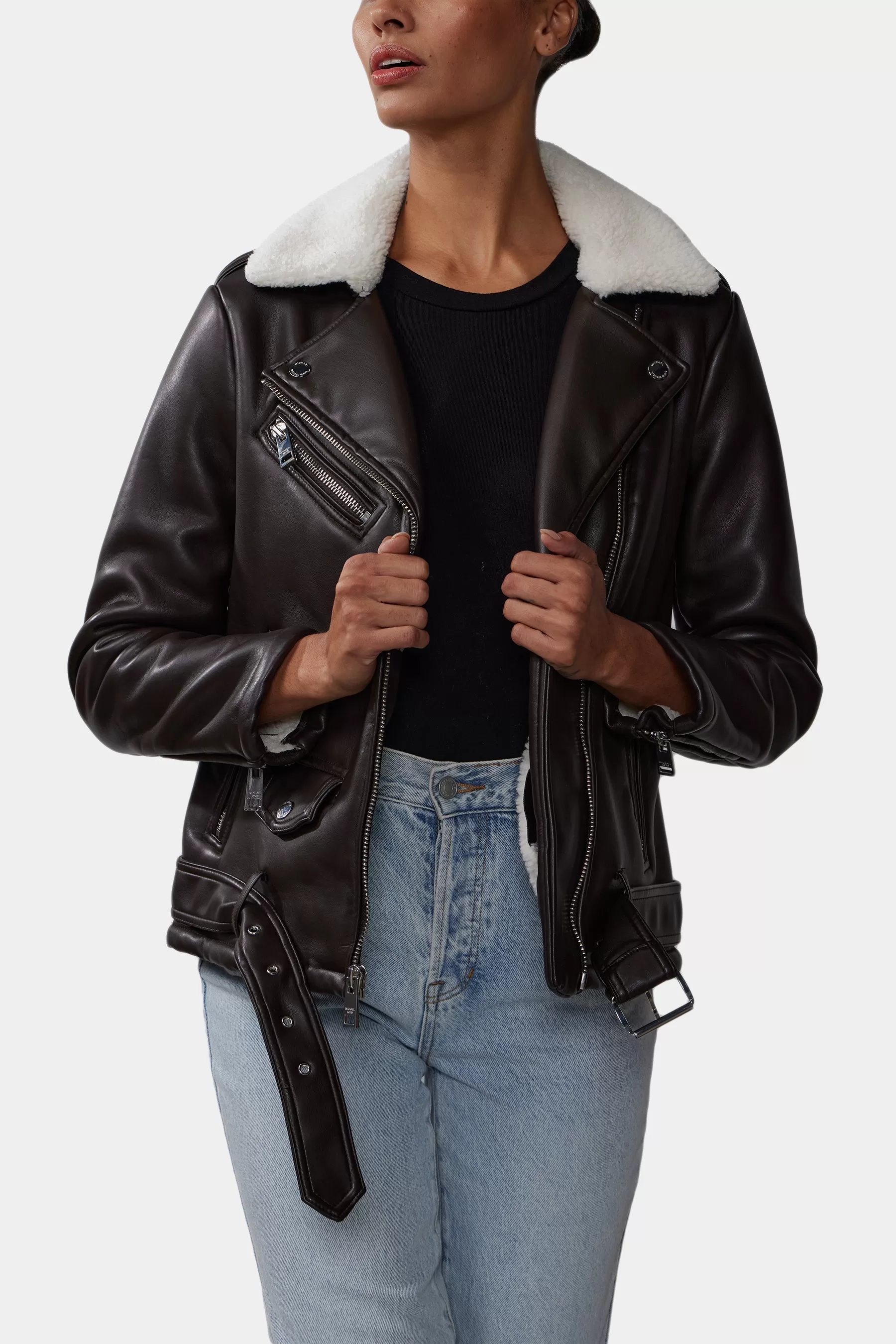 Faux Shearling Belted Jacket