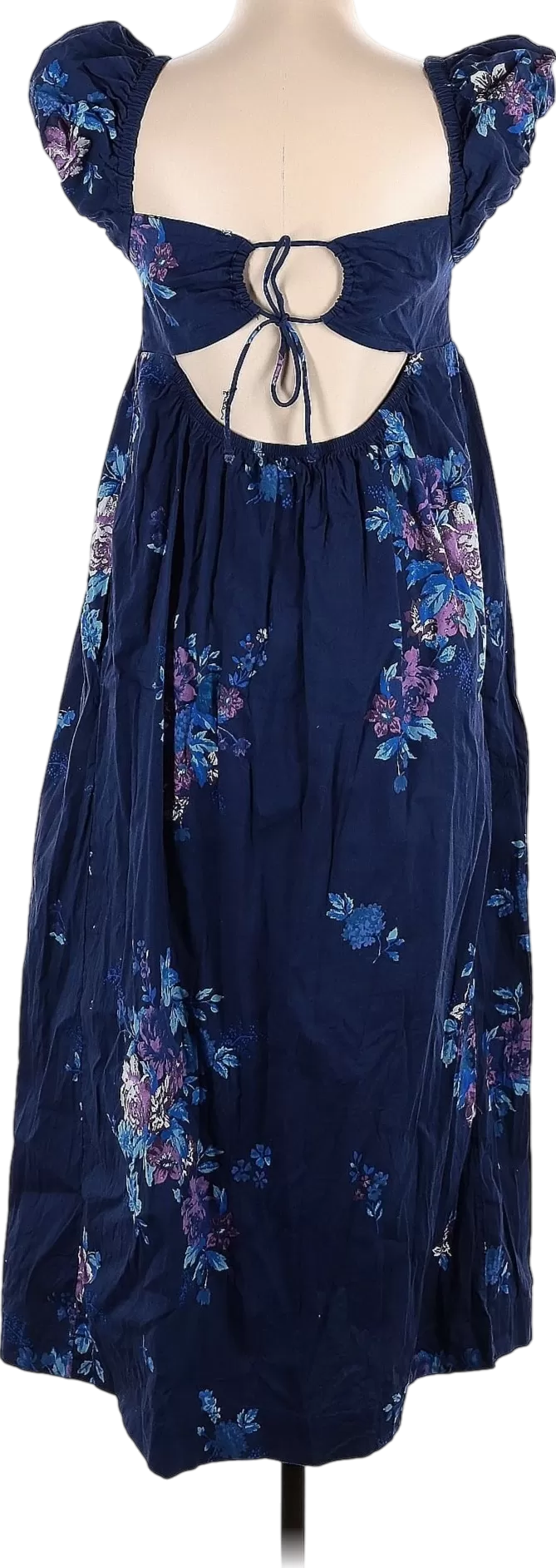 Free People Blue Linda Lou Poplin Maxi Dress UK XS