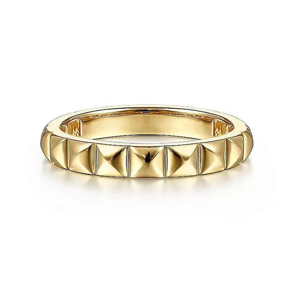 Geometric "Pyramid" Stackable Band - 14k Yellow Gold