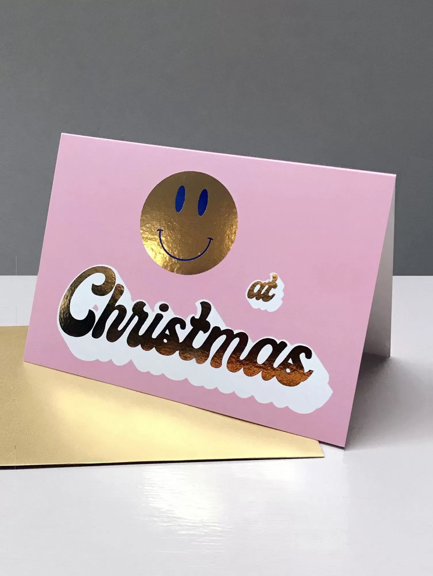 GOLD SMILEY CHRISTMAS CARD