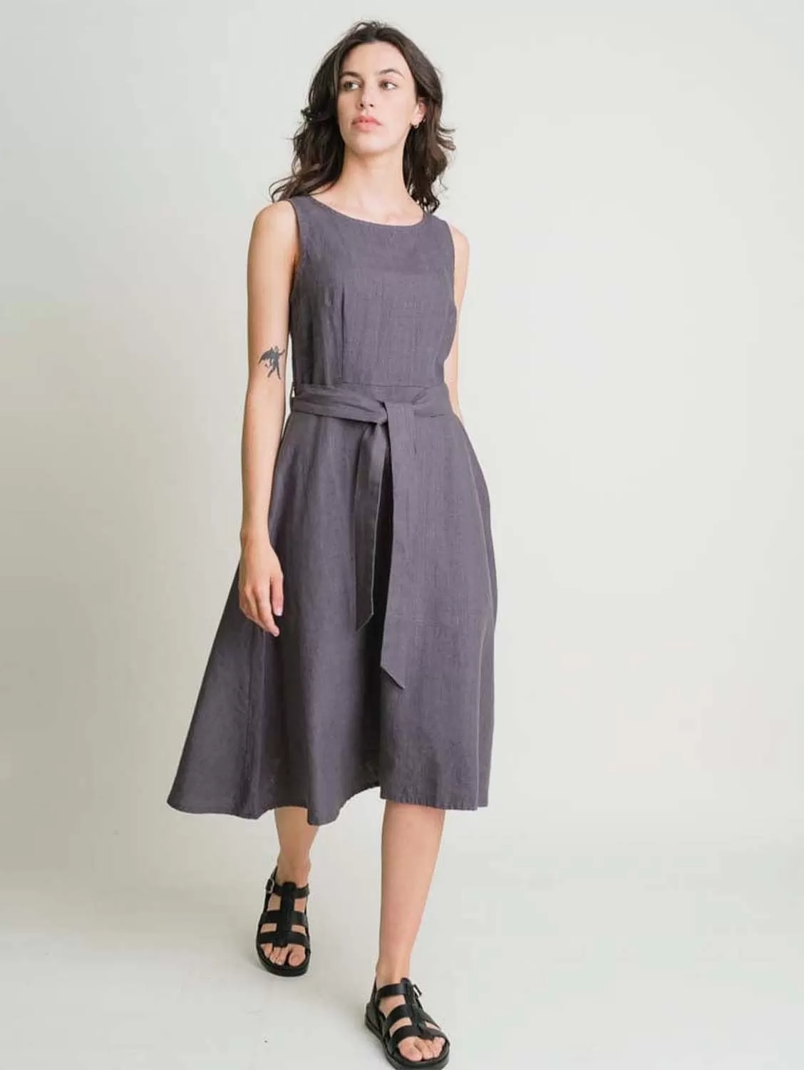 Grace Linen Swing Dress | Dove Grey