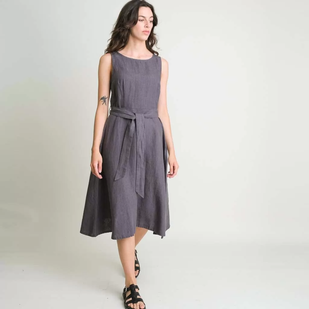 Grace Linen Swing Dress | Dove Grey