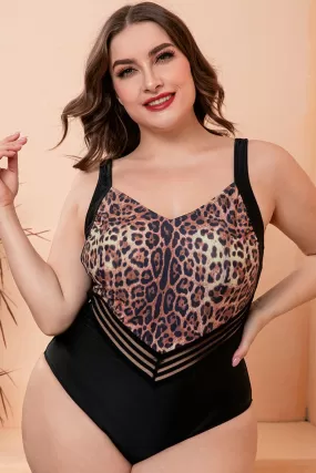 Grace Plus Size Zweifarbiger einteiliger Badeanzug in Übergröße