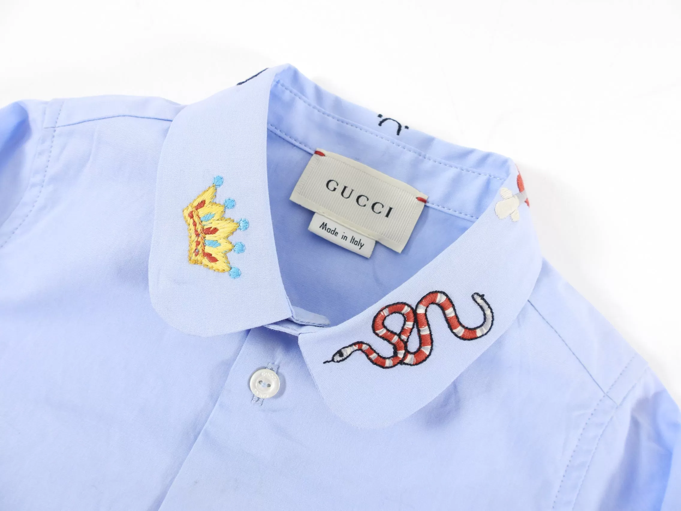 Gucci Baby Blue Embroidered Shirt - 6/9 M