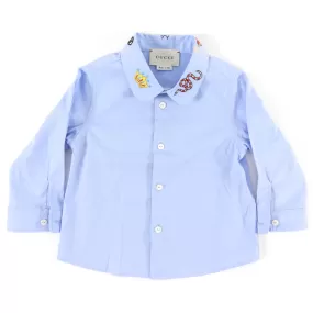 Gucci Baby Blue Embroidered Shirt - 6/9 M