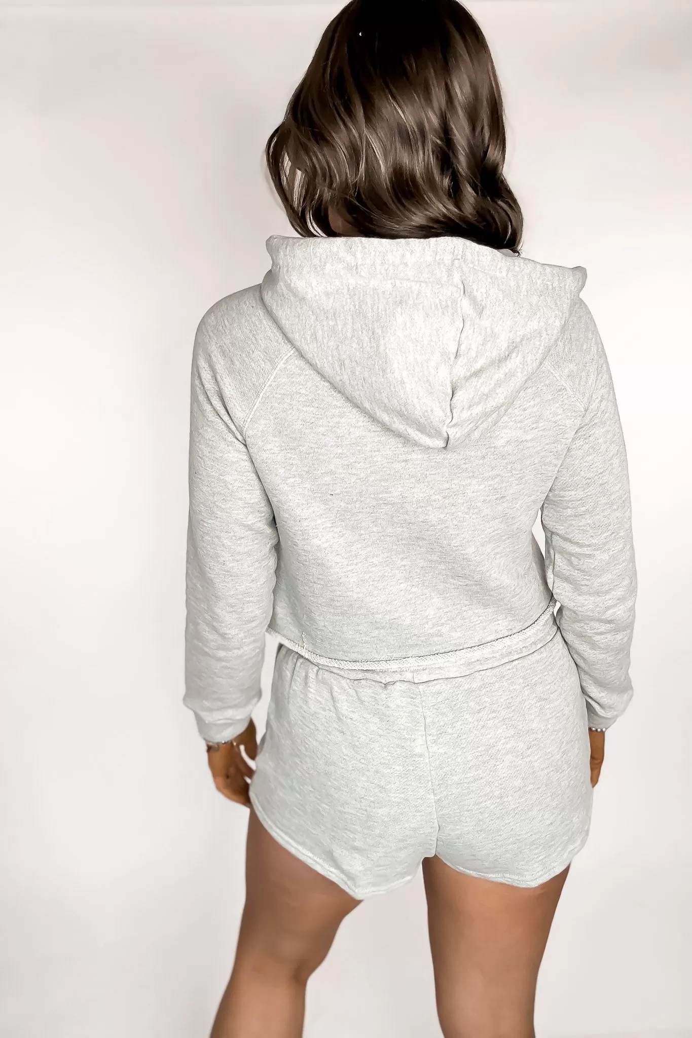 Heather Grey French Terry Hoody Short Set