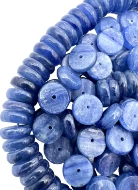 High Quality Blue Kyanite 10mm Wheel Beads, Package of 18 Beads