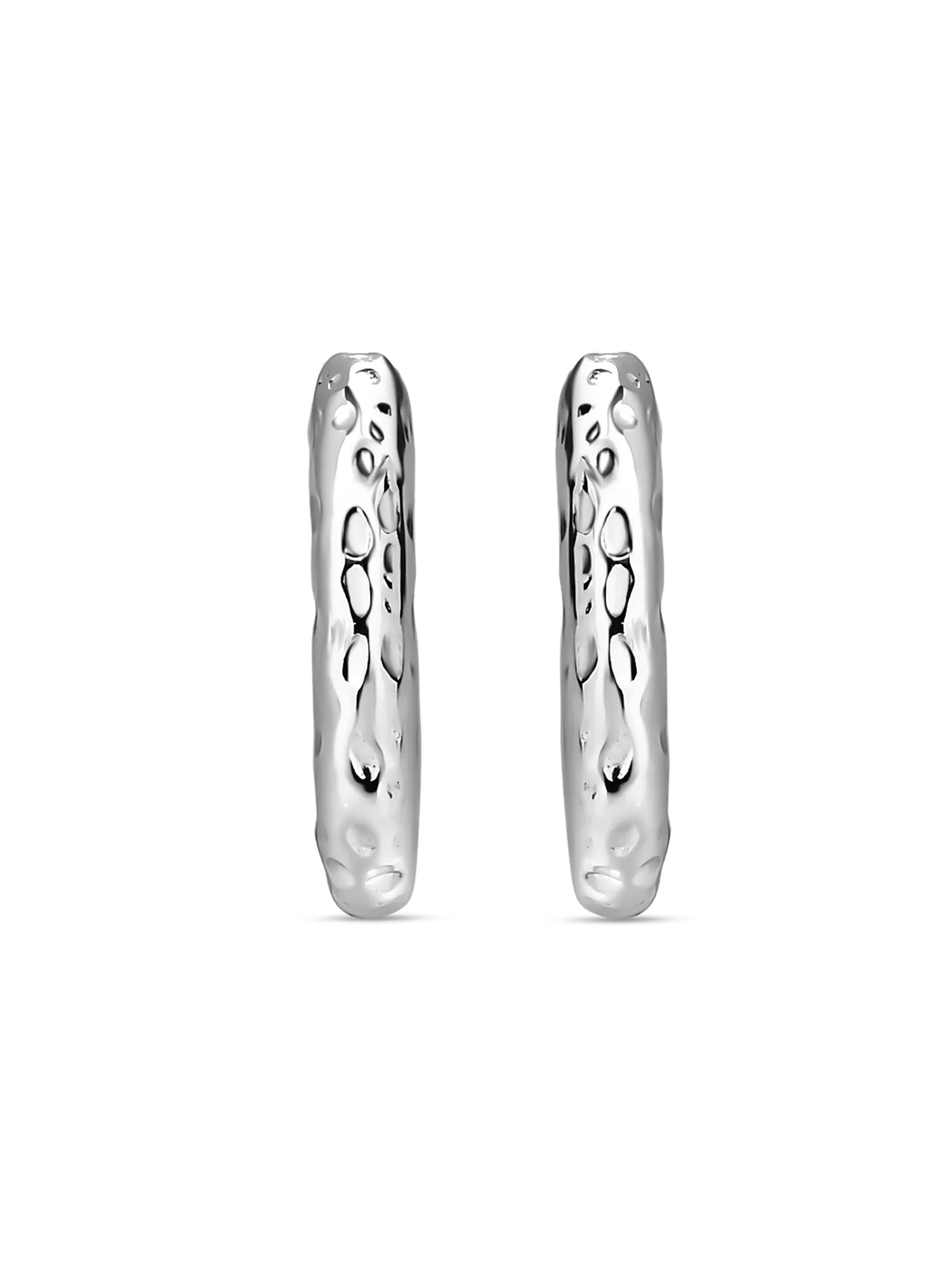 Huggie Hammered Earrings For Women In 925 Silver