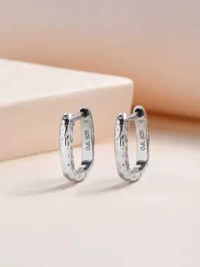 Huggie Hammered Earrings For Women In 925 Silver