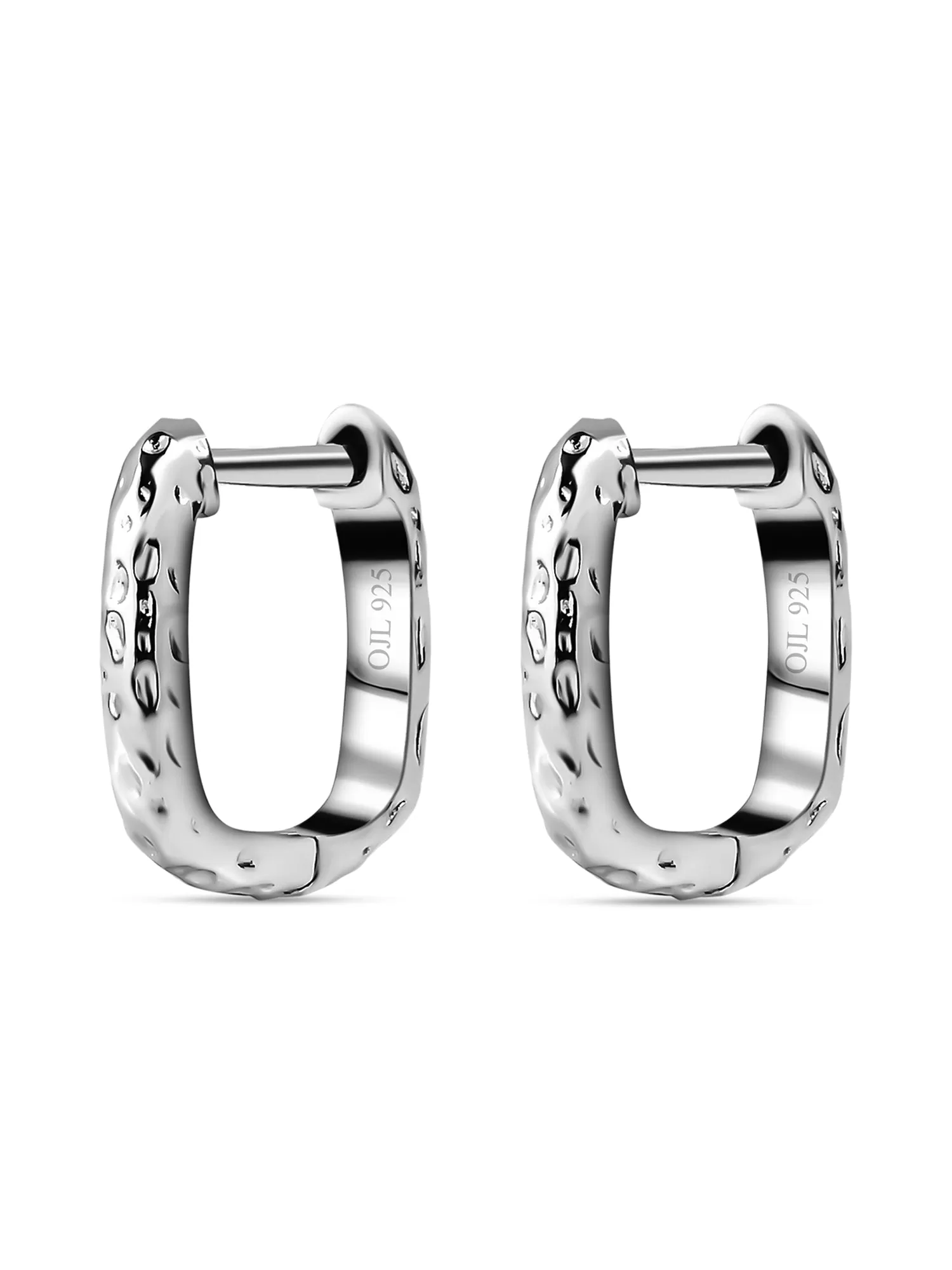 Huggie Hammered Earrings For Women In 925 Silver