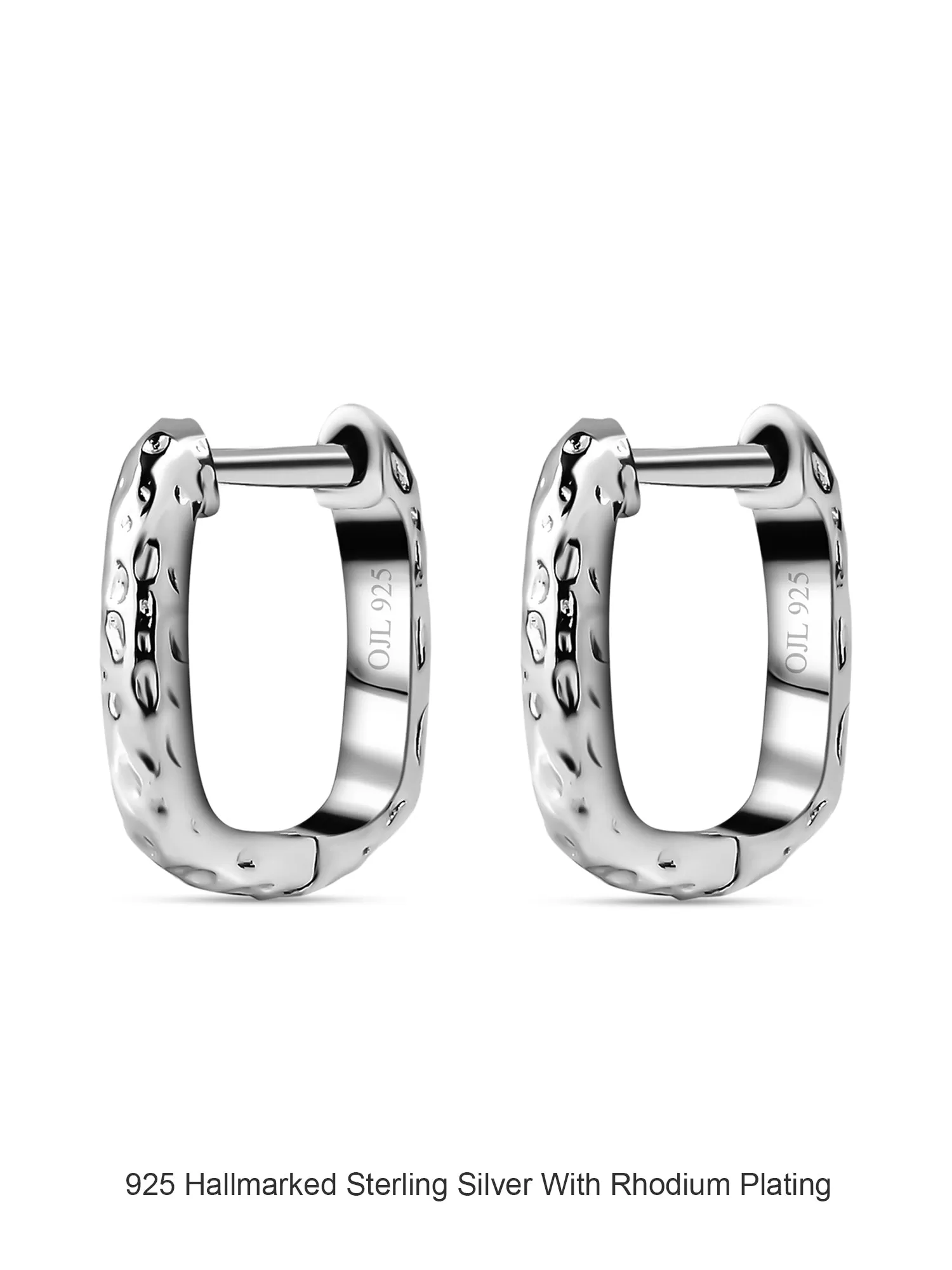 Huggie Hammered Earrings For Women In 925 Silver