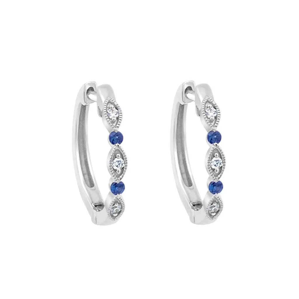 Irisa by Martin Binder Blue Sapphire & Diamond Hoop Earrings