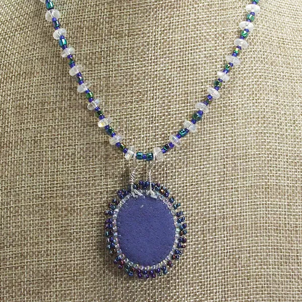 Jama Beaded Blue Cameo Pendant Necklace