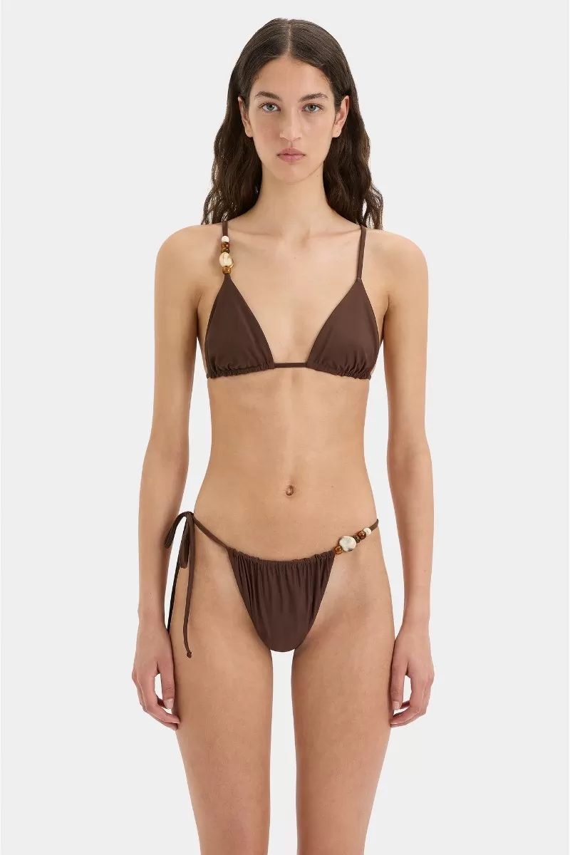 JEANNE BEADED STRING BRIEF-CHOCOLATE