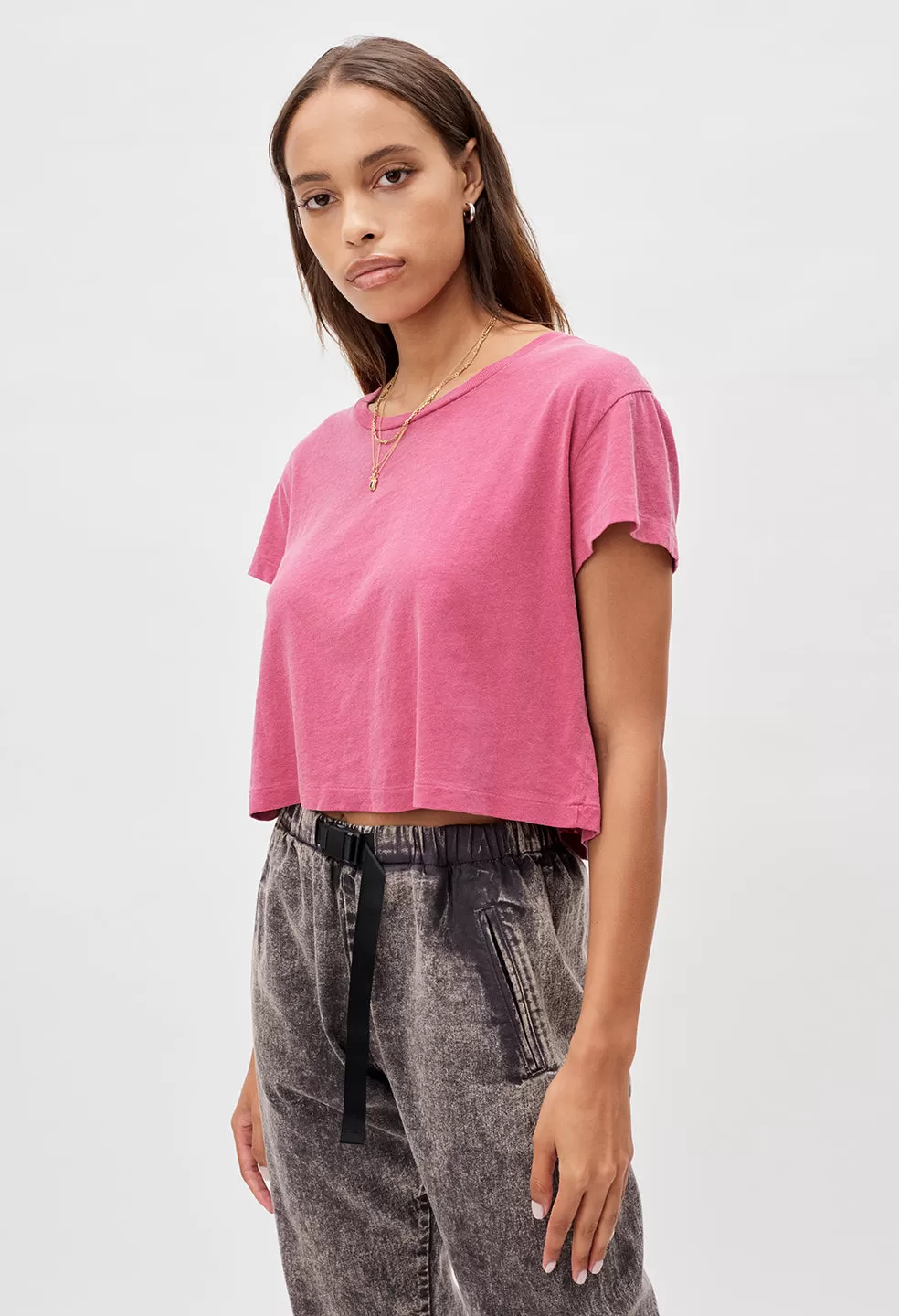 Jersey Cropped Tee / Currant