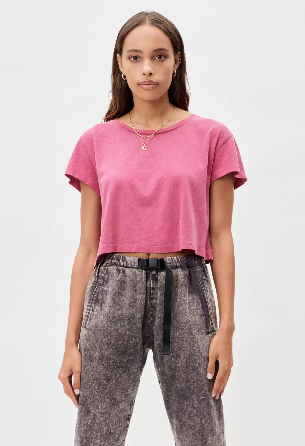 Jersey Cropped Tee / Currant