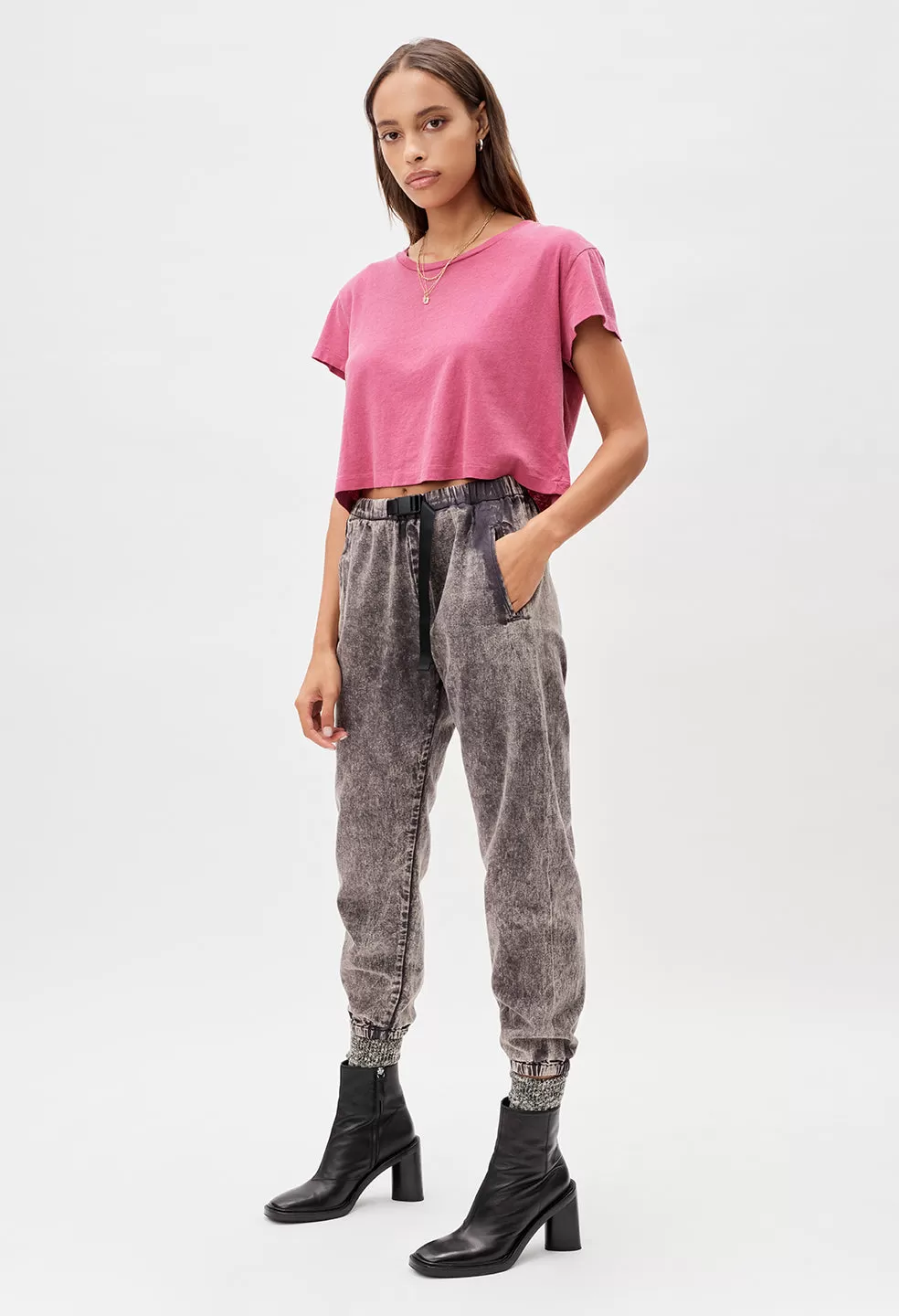 Jersey Cropped Tee / Currant