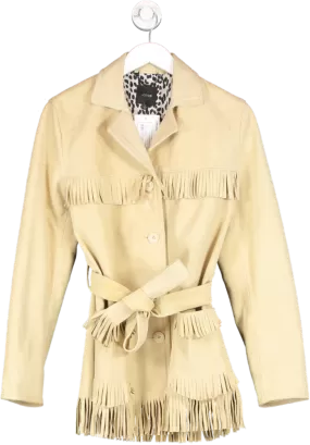 Joe's Jeans Beige Suede Fringe Belted Jacket UK S