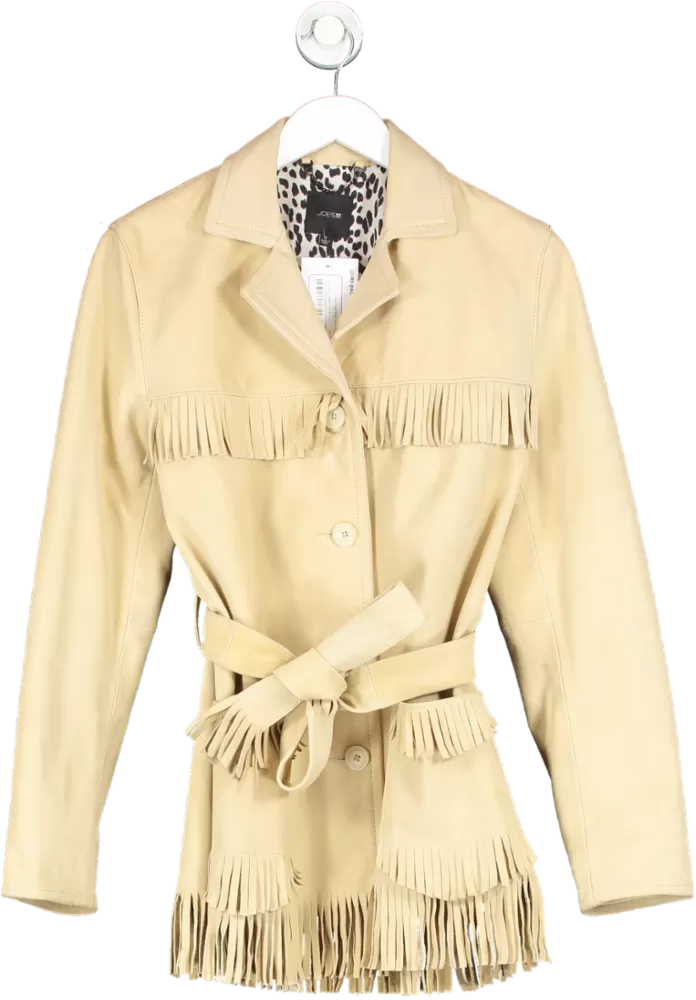 Joe's Jeans Beige Suede Fringe Belted Jacket UK S