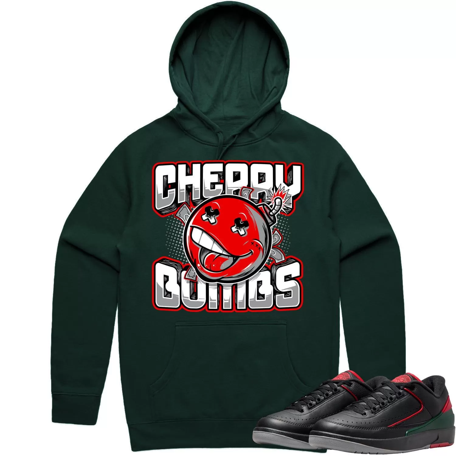 Jordan 2 Low Christmas 2s Hoodie to Match - RED CHERRY BOMBS