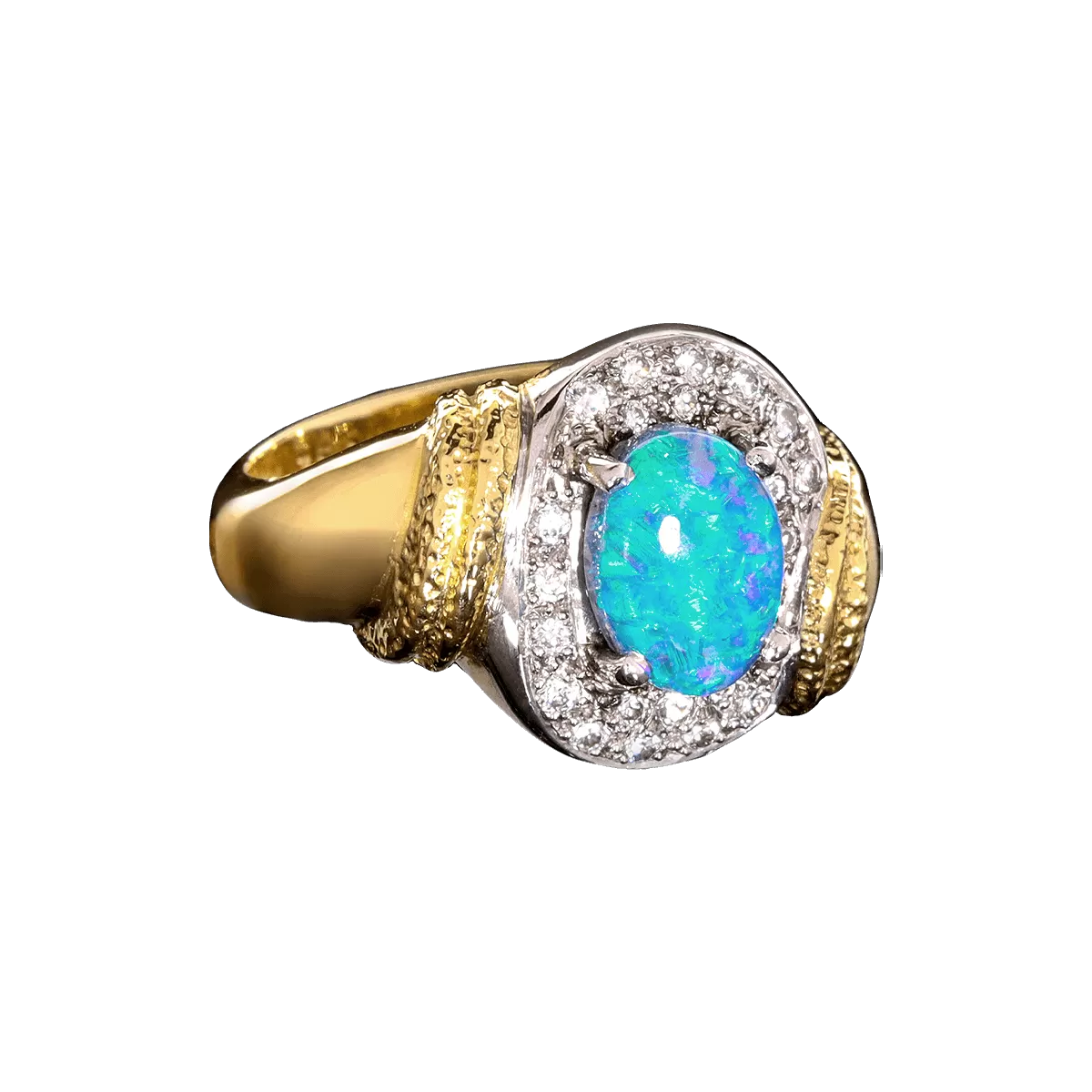 Laser Blues Opal Ring