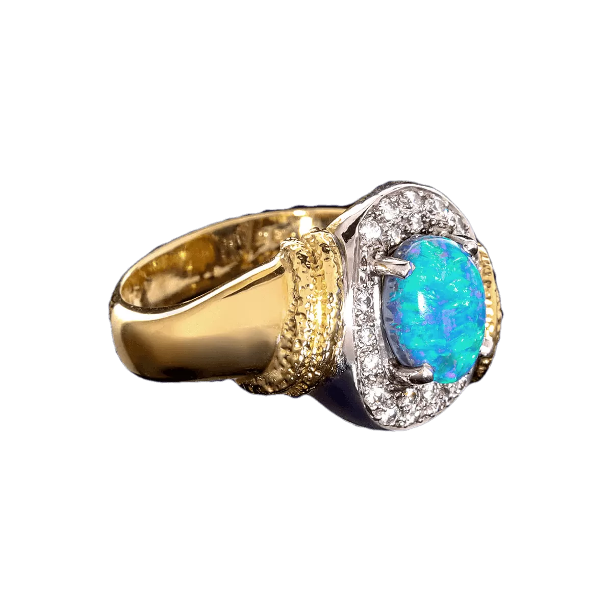 Laser Blues Opal Ring