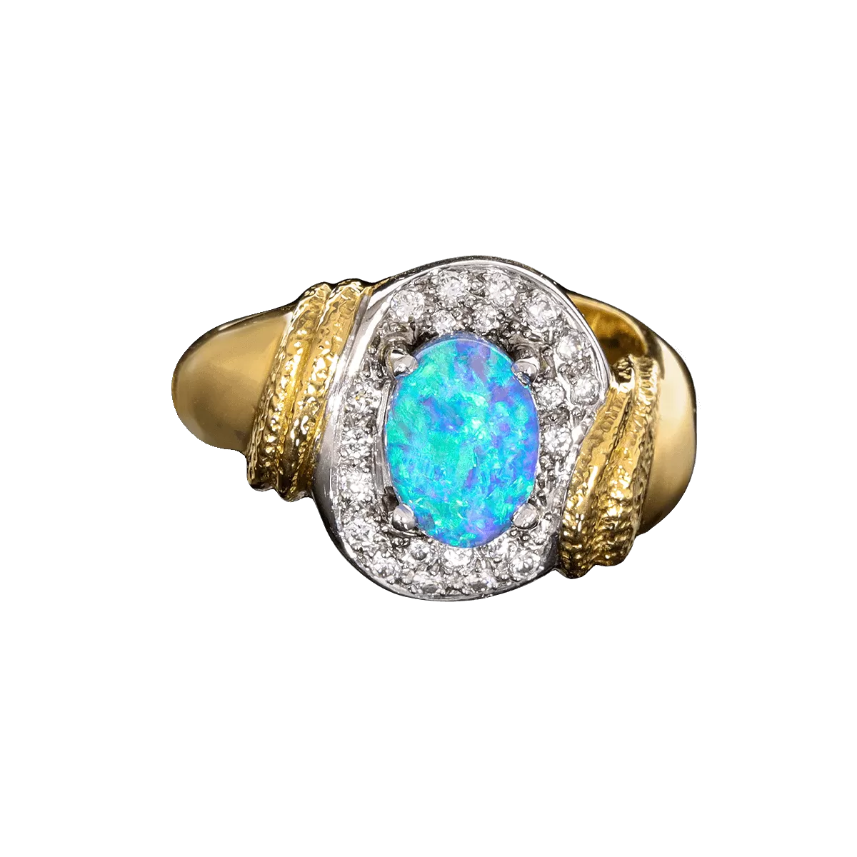 Laser Blues Opal Ring