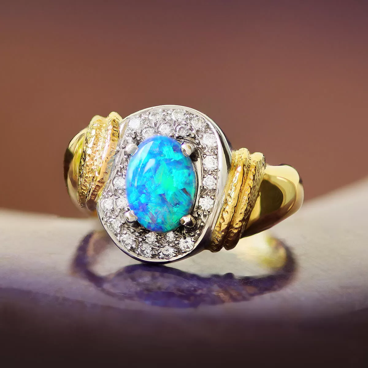 Laser Blues Opal Ring