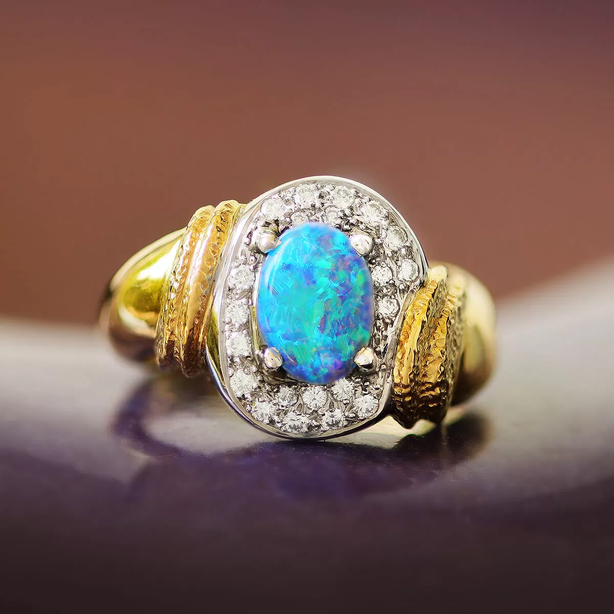 Laser Blues Opal Ring