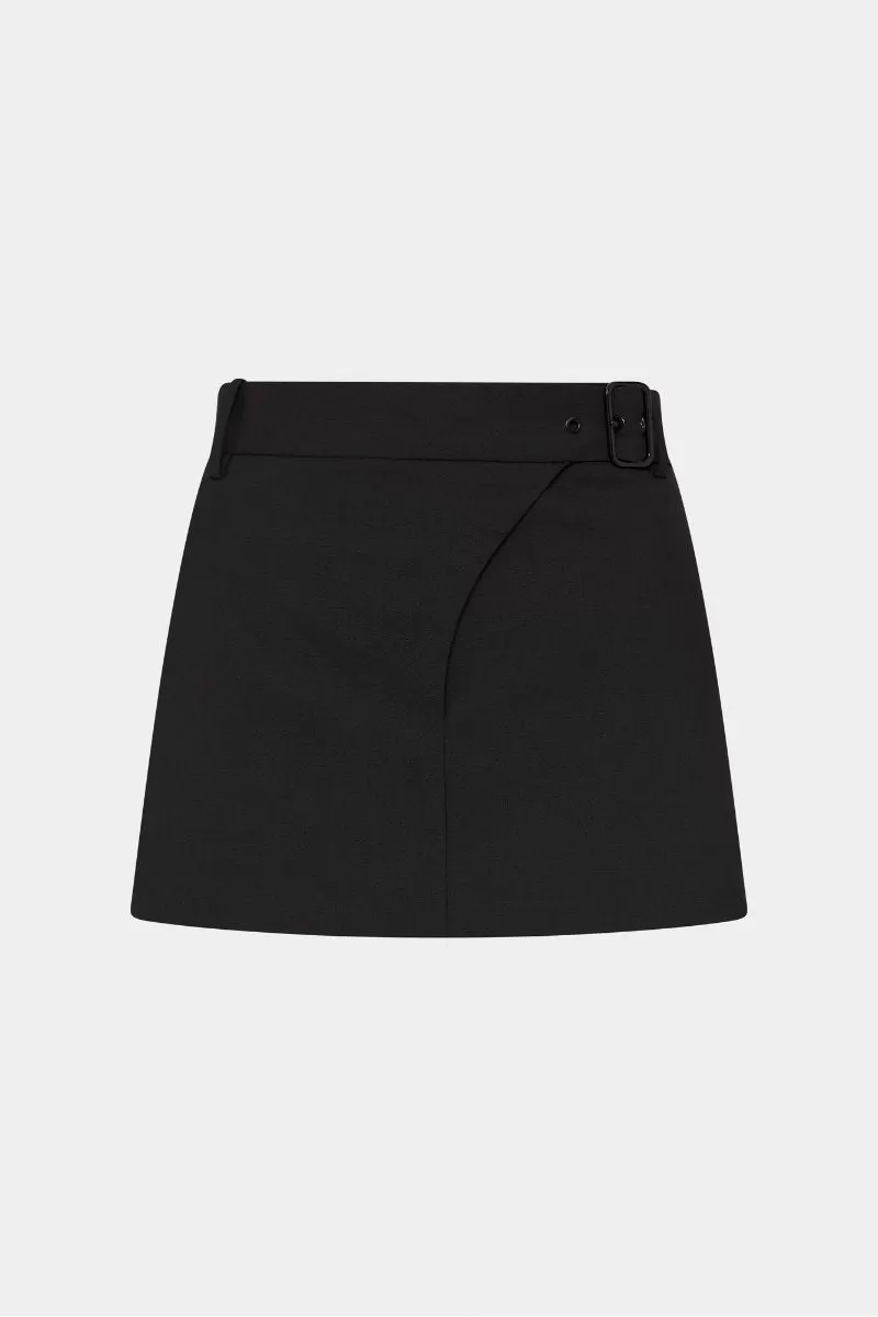 LEONARDO BELTED MINI SKIRT-BLACK