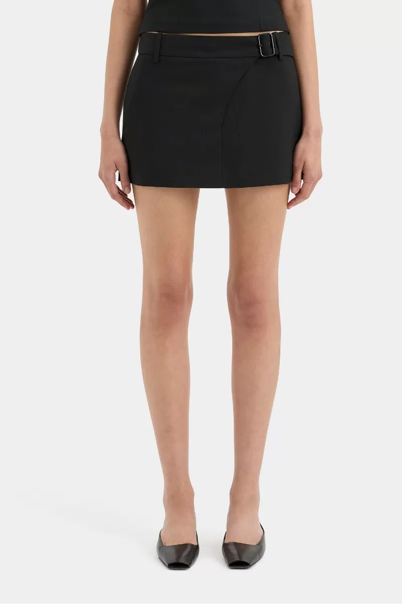 LEONARDO BELTED MINI SKIRT-BLACK