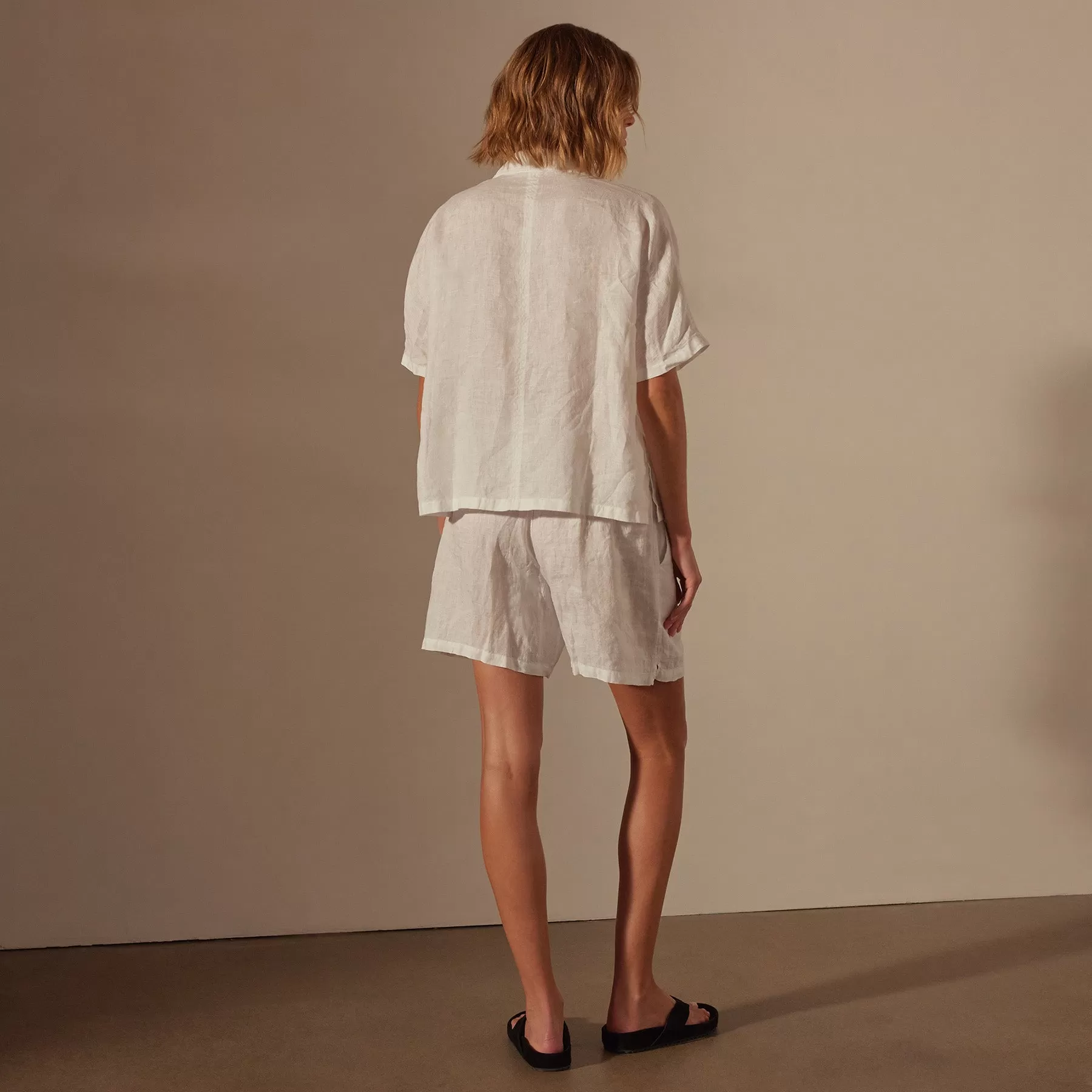 Lightweight Linen Boxy Shirt - White