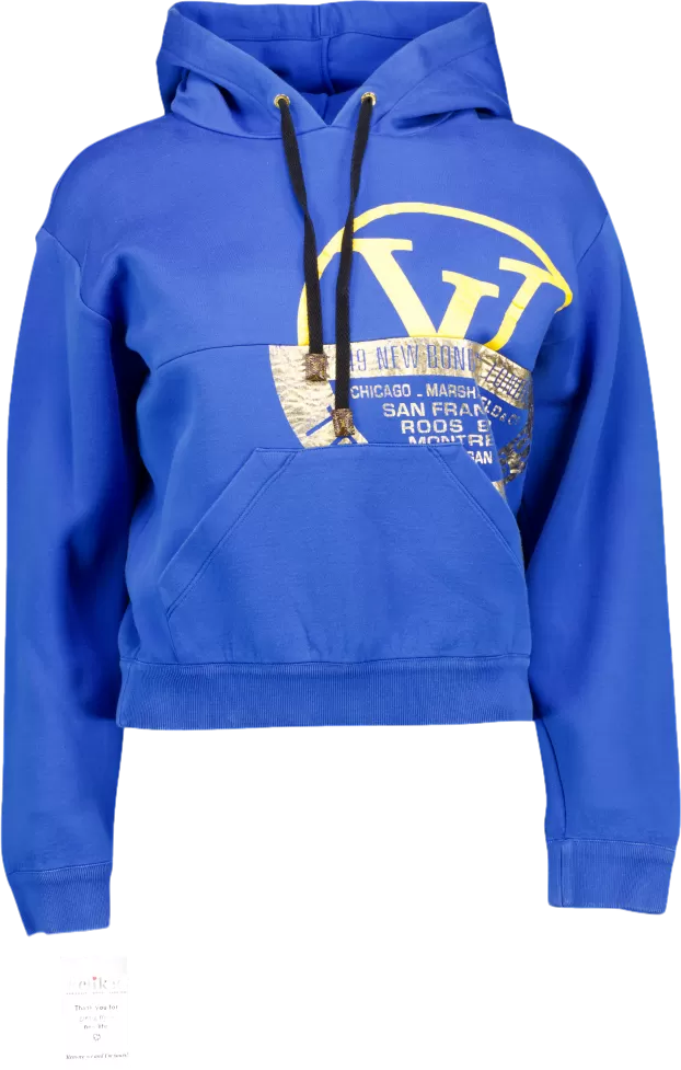 Louis Vuitton Blue Cropped Logo Embossed Hoodie UK XS