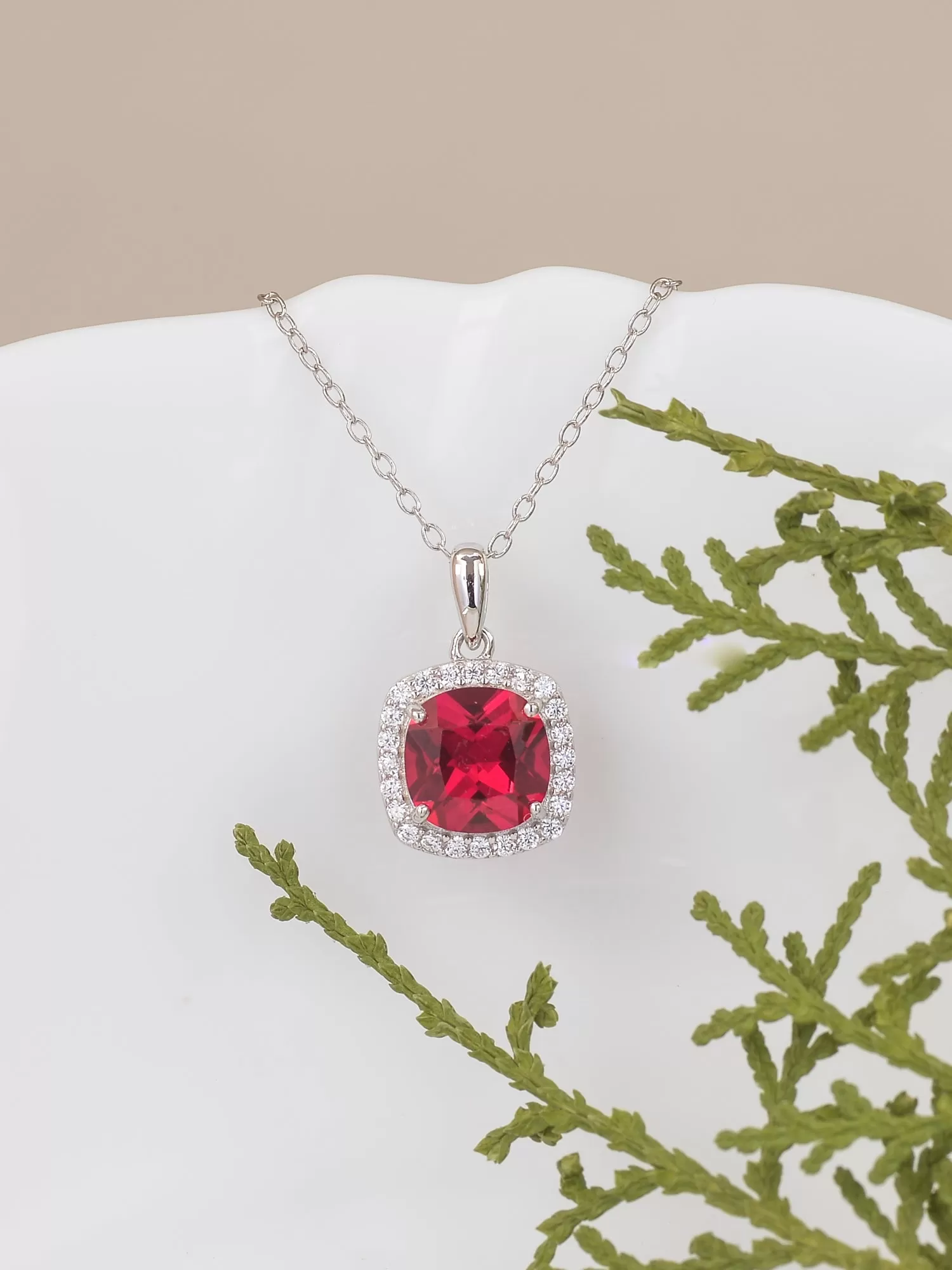 Maya Cushion Cut Ruby Necklace