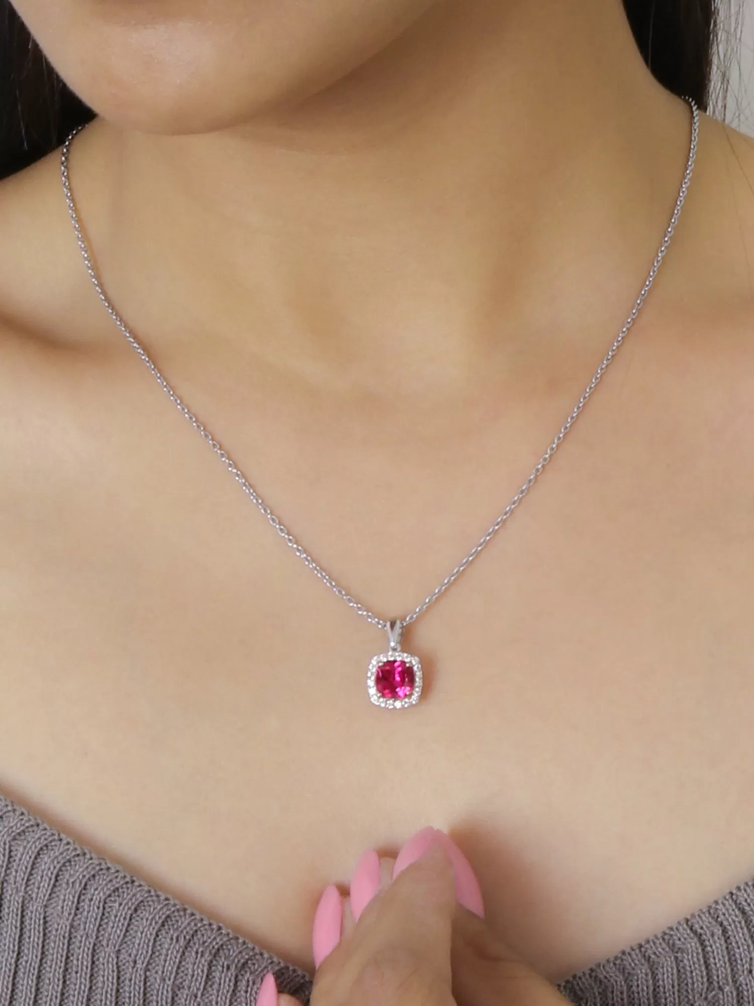 Maya Cushion Cut Ruby Necklace