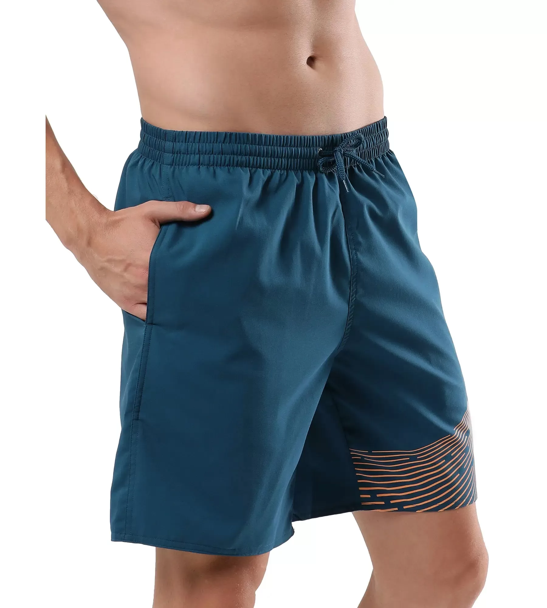 Men's Essential Medley Logo Printed Watershorts - Darkteal  &  Sweet Apricot