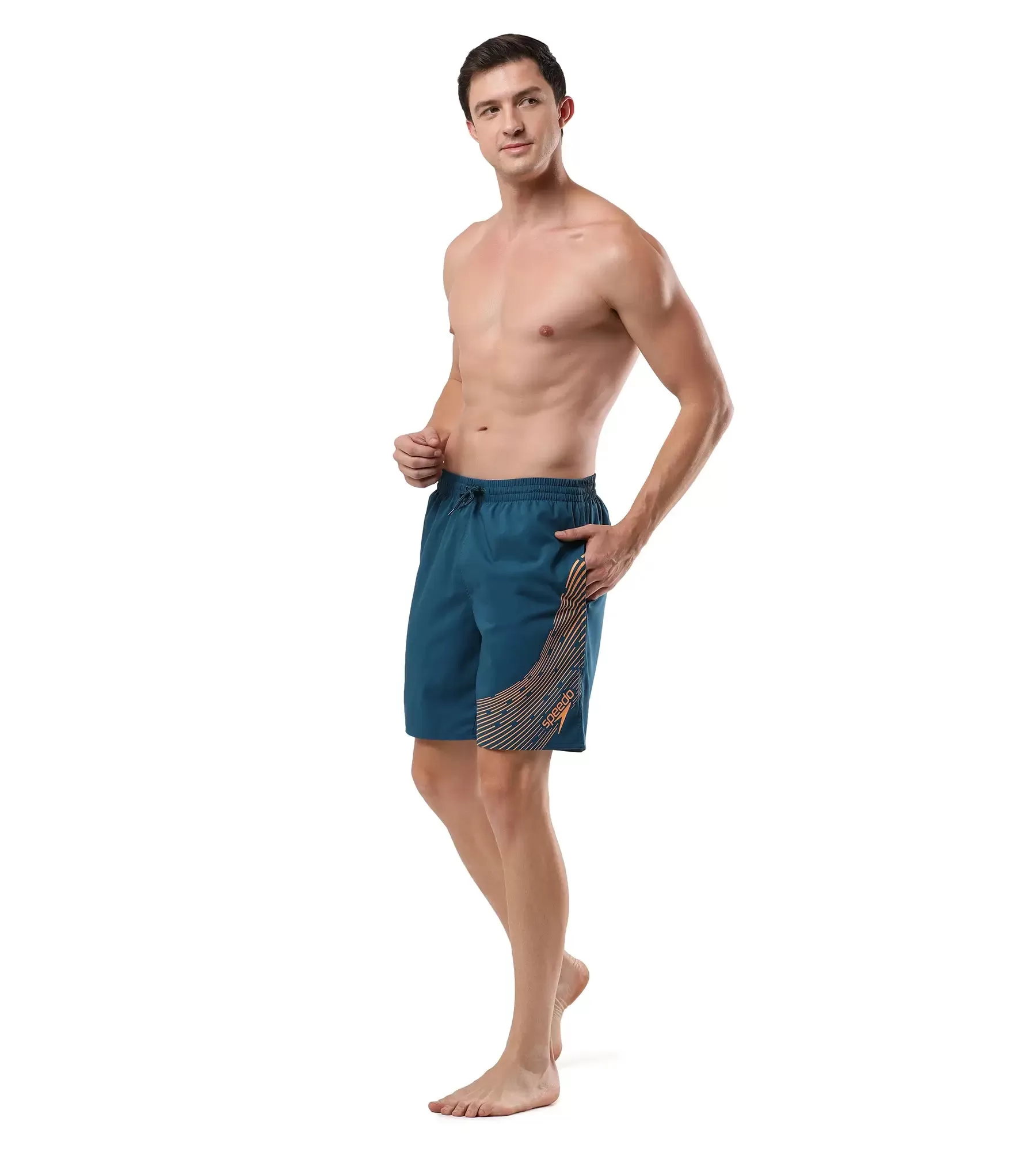 Men's Essential Medley Logo Printed Watershorts - Darkteal  &  Sweet Apricot