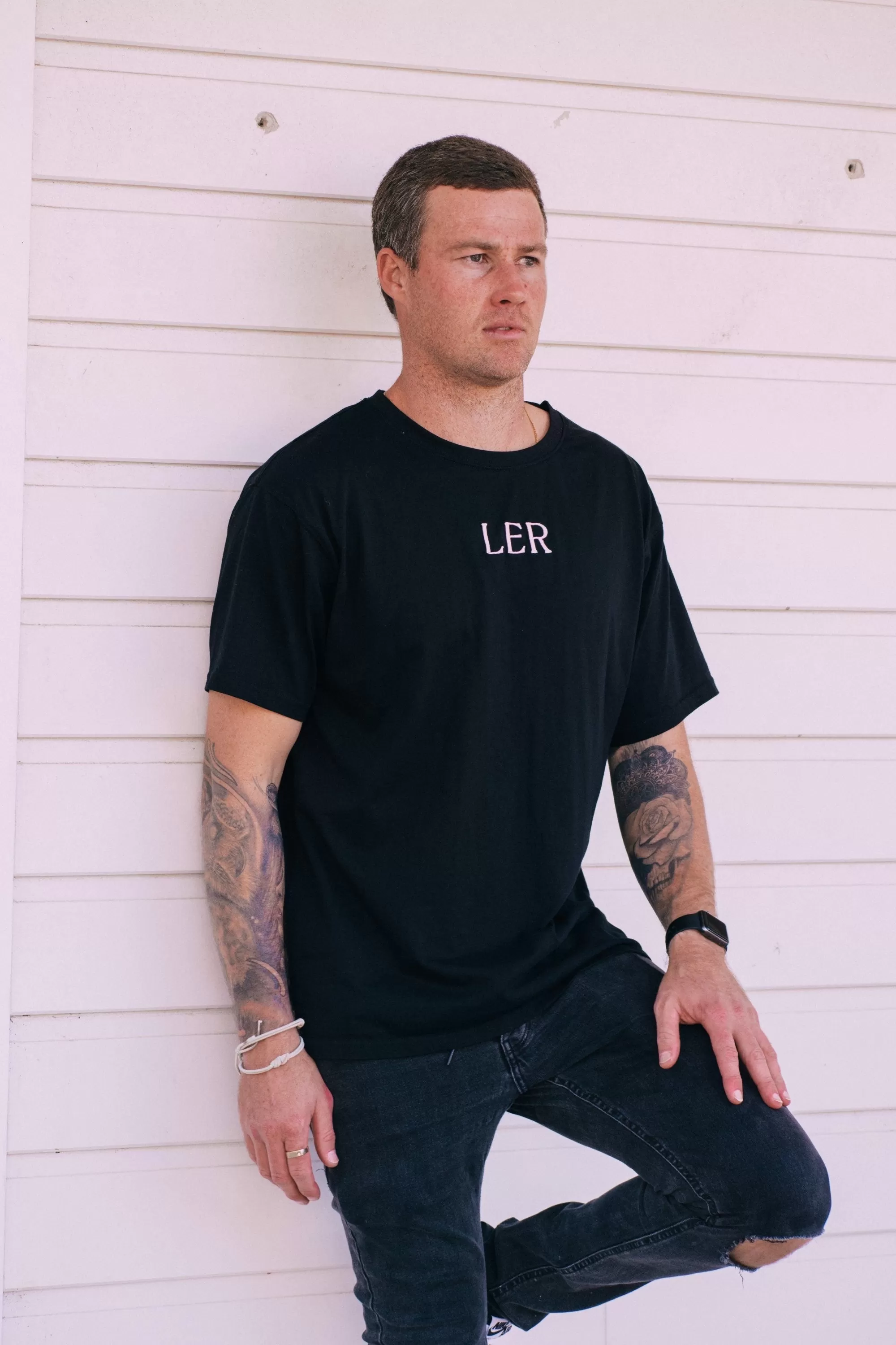 Men's LER Oversized Tee - Black & Pink