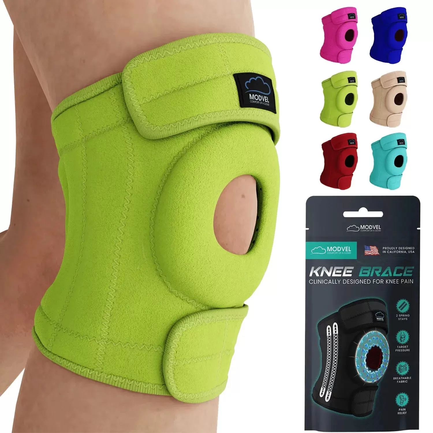 Modvel Adjustable Knee Brace for Knee Pain Relief, Joint Stability, Recovery | Patella Gel | Side Support