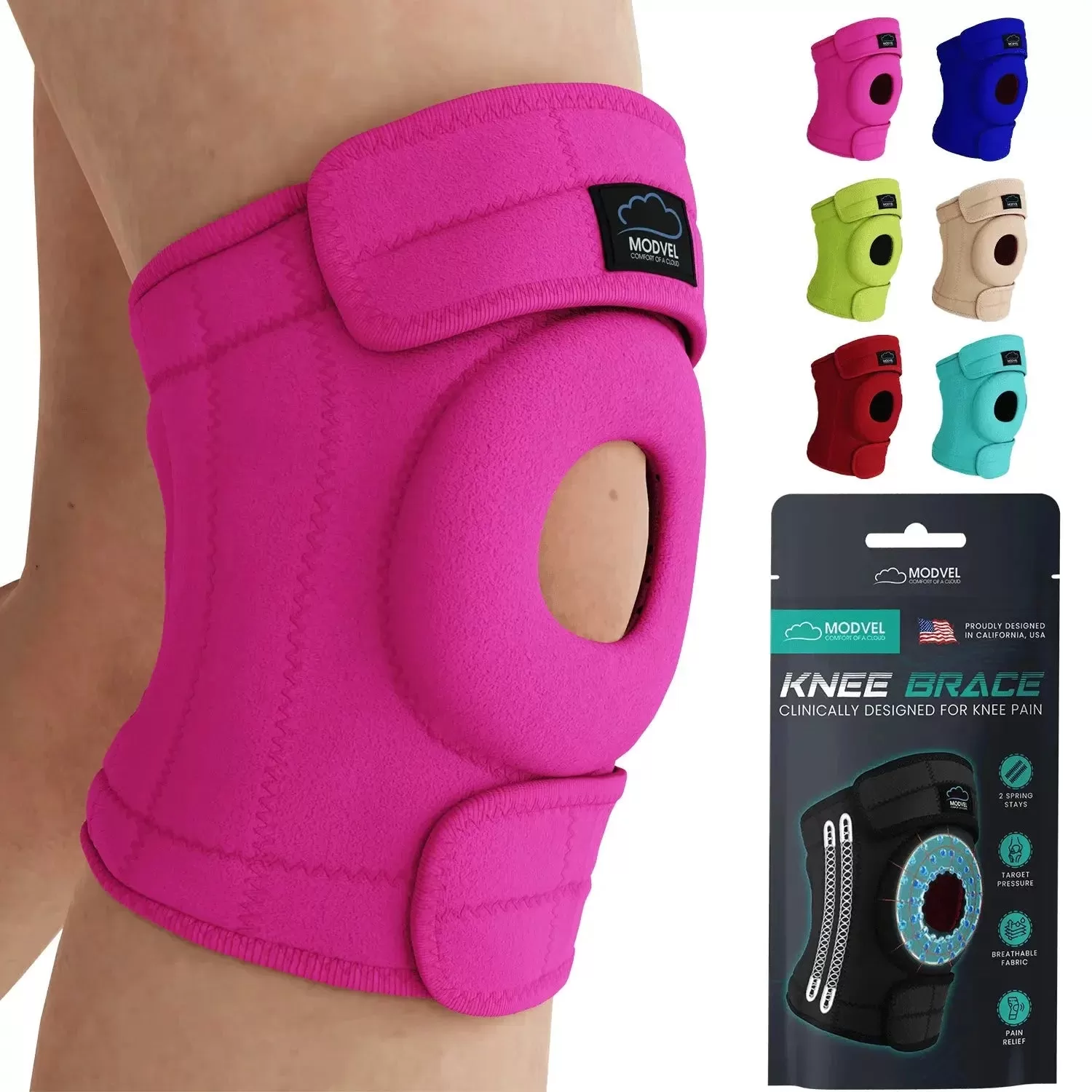 Modvel Adjustable Knee Brace for Knee Pain Relief, Joint Stability, Recovery | Patella Gel | Side Support