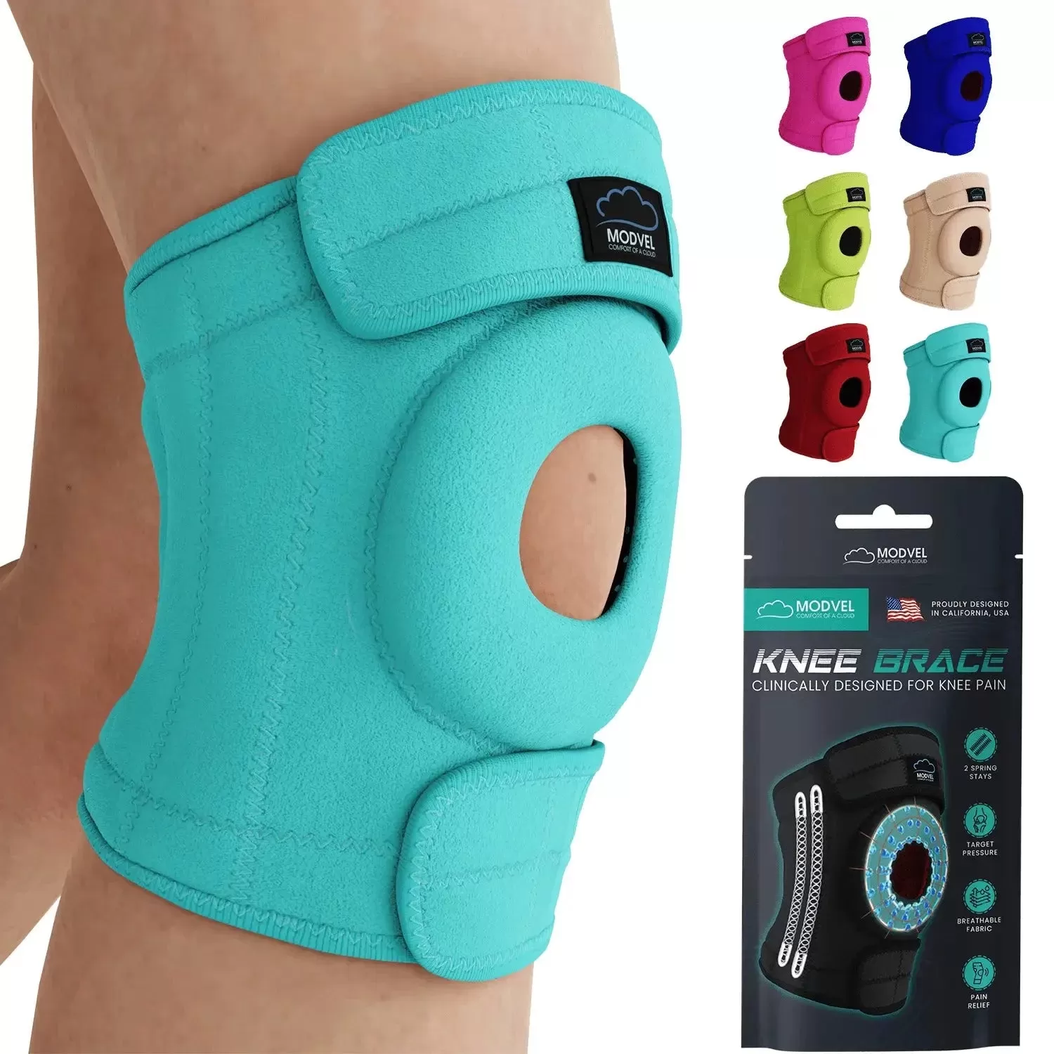 Modvel Adjustable Knee Brace for Knee Pain Relief, Joint Stability, Recovery | Patella Gel | Side Support