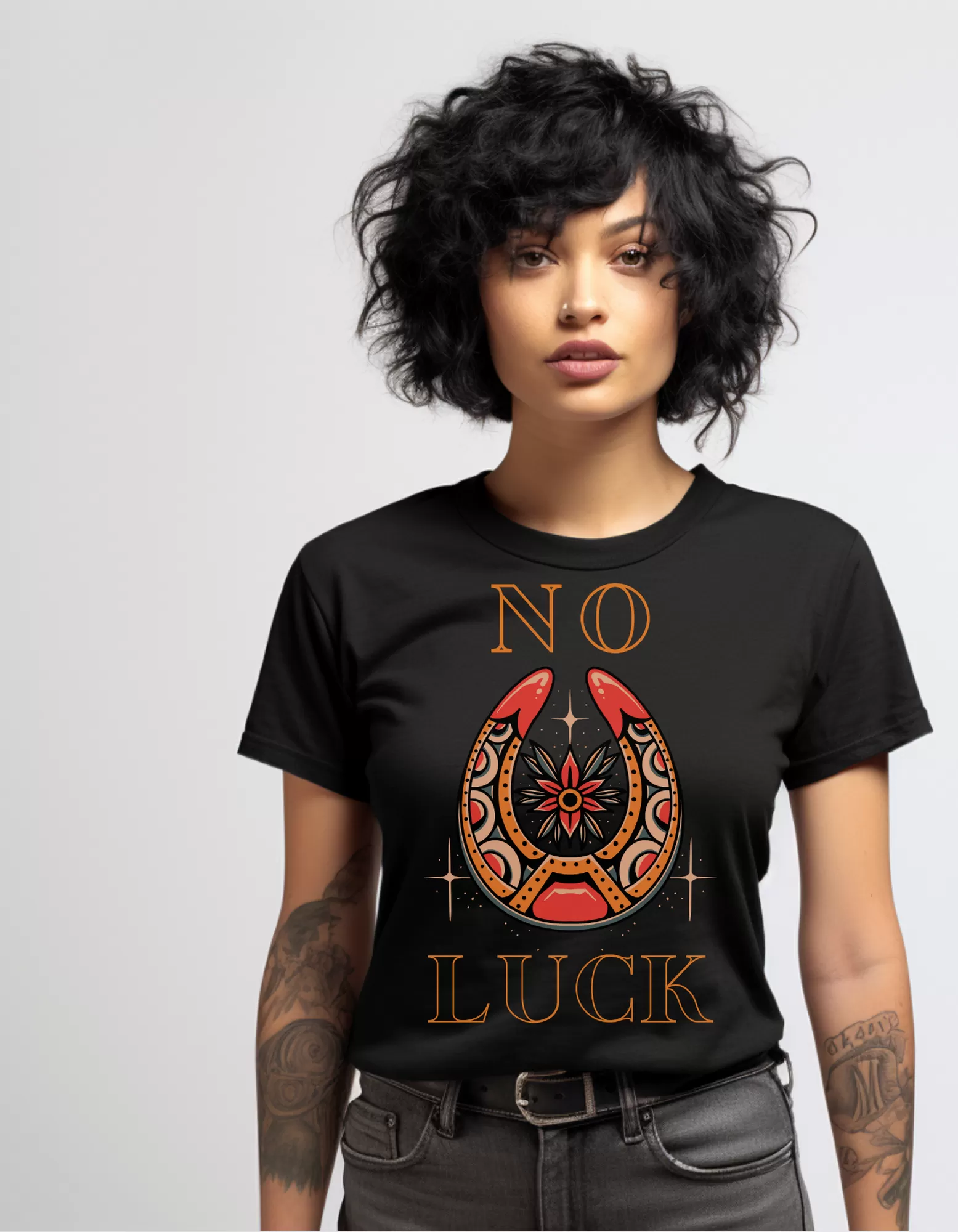 No Luck Tattoo T-shirt / Traditional Tattoo Tee Shirt / Punk Rock Clothing Tshirt Rockabilly Psychobilly Freak Goth