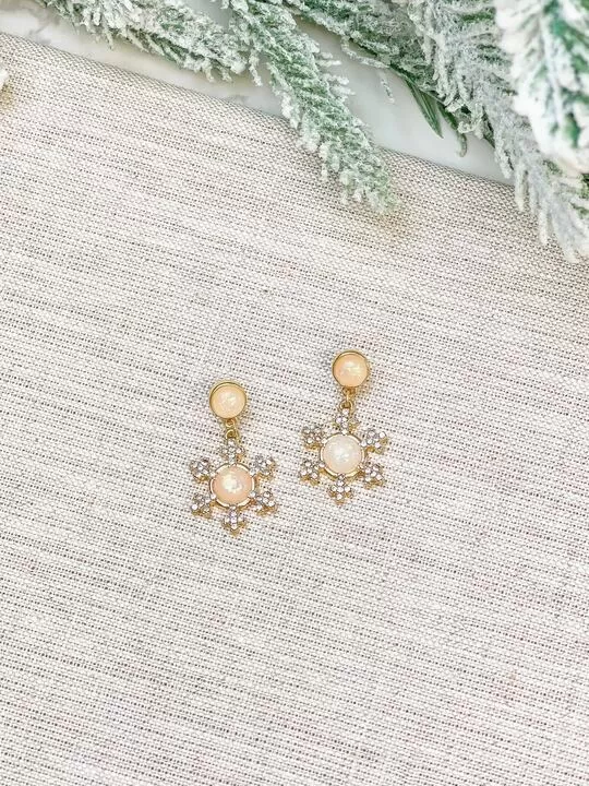 Opal Snowflake Dangle Earrings