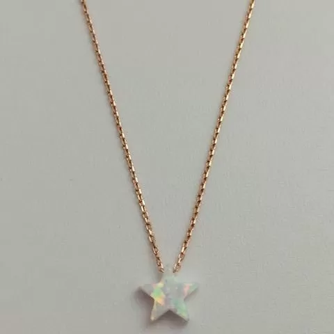 Opal Star Fine Chain Rose Gold Plated Necklace