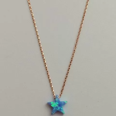 Opal Star Fine Chain Rose Gold Plated Necklace