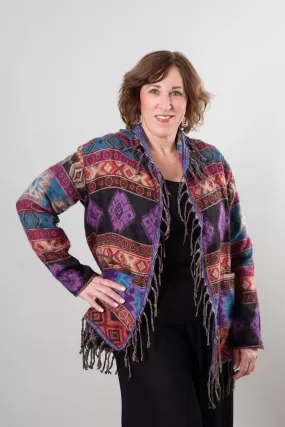 Pari Buta Fringe Shawl Cardigan